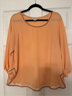 Ariat Peach Embroidered Long-Sleeve Blouse